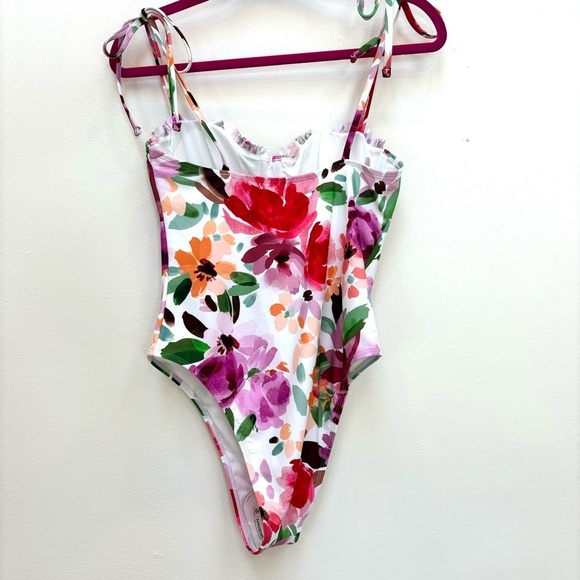 Cupshe Holiday Garden Floral Sweetheart Underwire Cheeky One Piece Swimsuit M - Picture 5 of 14